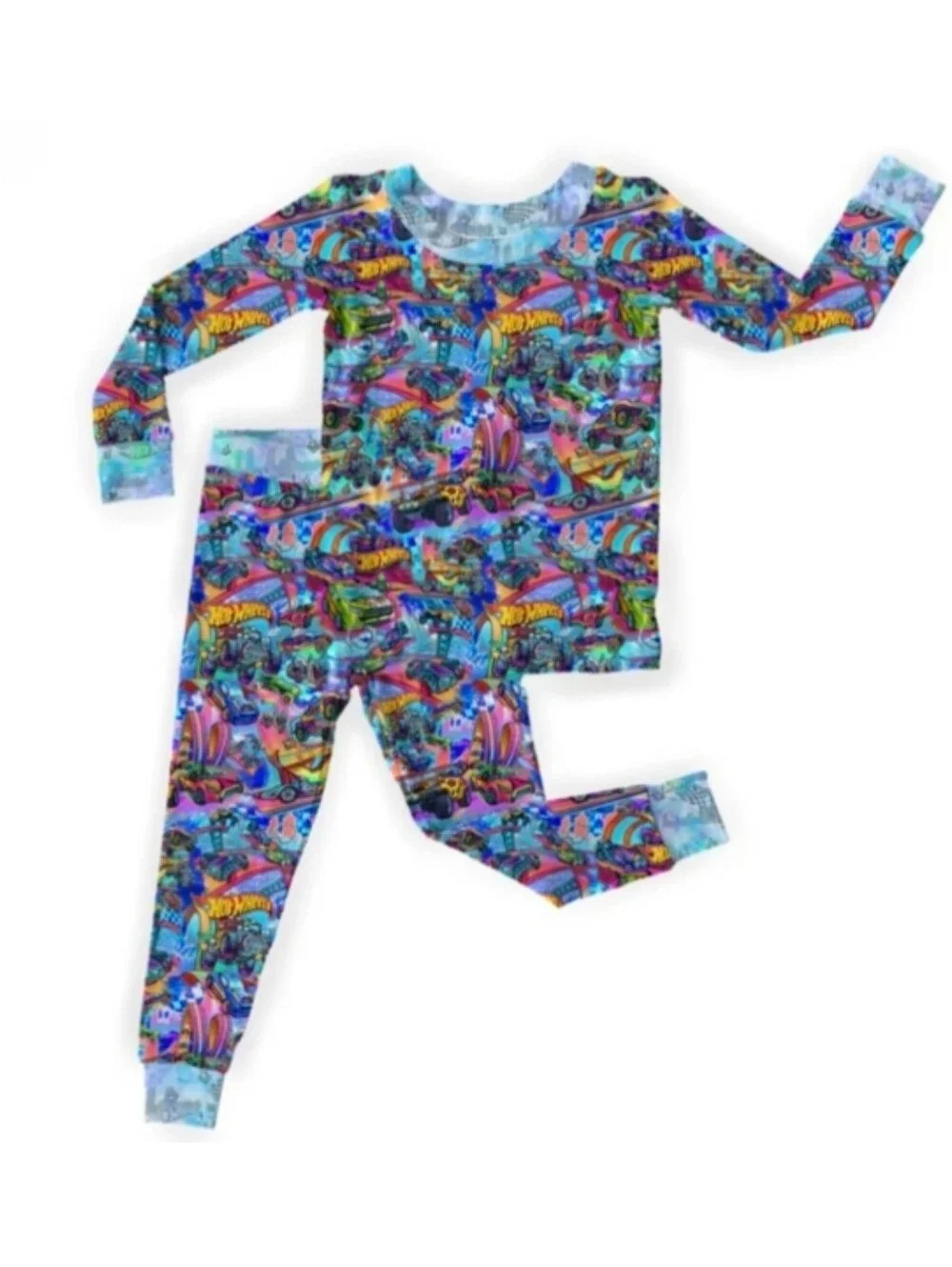 Ro Ro Riches Hot Wheels Bamboo PJs Long Sleeves & Pants Set Boys Size 9/10
